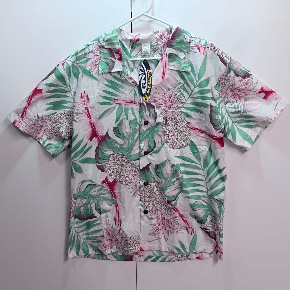 Palmwave Hawaii Pineapple Palm Leaf Tropical Shirt Size Large New